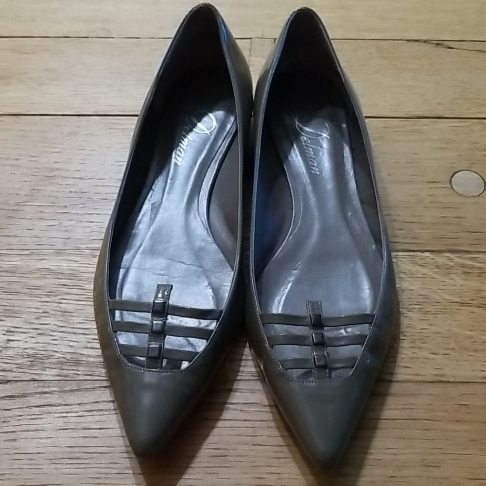 Authentic Delman Slim Slate Blue Grey Ballet Flats